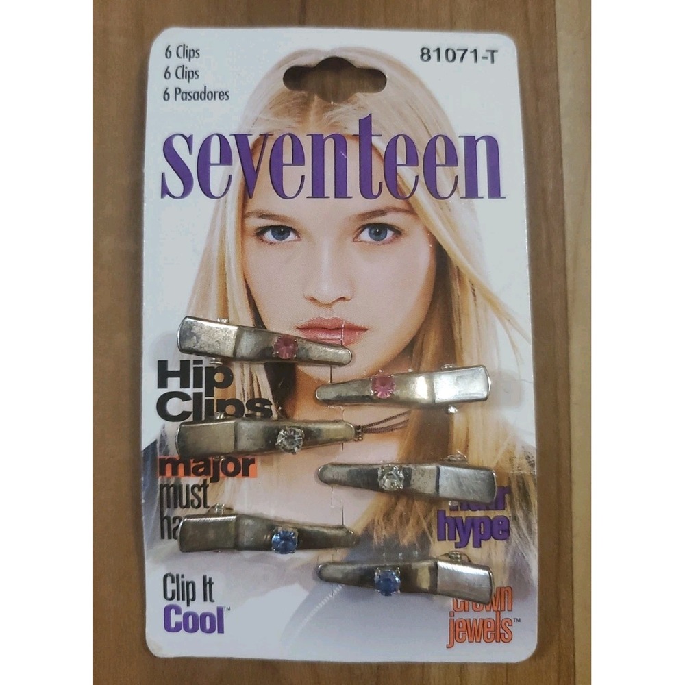 VTG 1999 Seventeen Brand Hair Clips Crown Jewels Faux Gemstones Deadstock Y2K